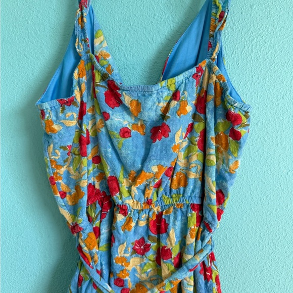 🌹 LC Lauren Conrad Red and Blue Tiered Wrap Midi Dress - Picture 7 of 7